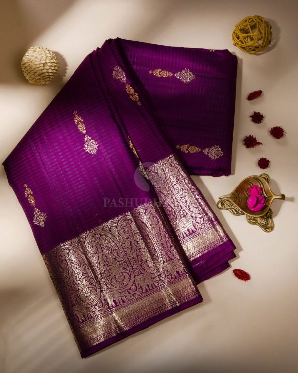 Purple big  border saree